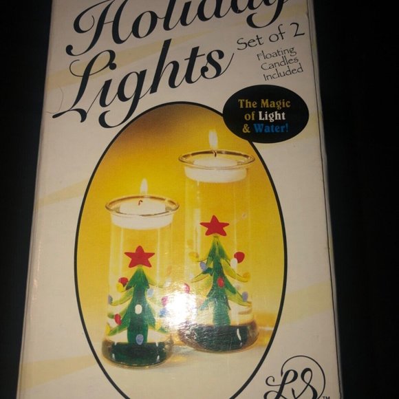 Vintage LS Arts Christmas Tree Venezia Art‎ Glass Floating Candle Holders NEW - Picture 5 of 7